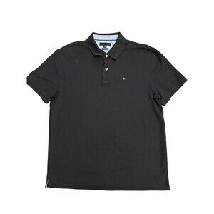 Tommy Hilfiger Regular Fit Size XL Black Polo Embroidered Logo Short Sleeve